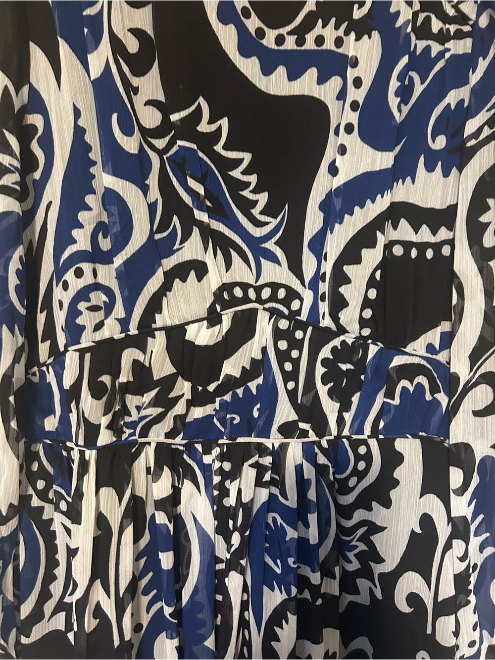 LOFT Paisley Shirred Flounced Midi Dress, Comfortable Feminine Dress Size 6 - Picture 4 of 10